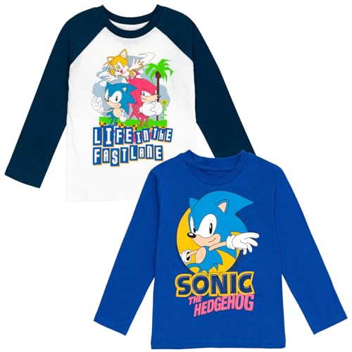 SEGA Sonic The Hedgehog Tails Knuckles 2 Pack T-Shirts Little Kid to Big Kid