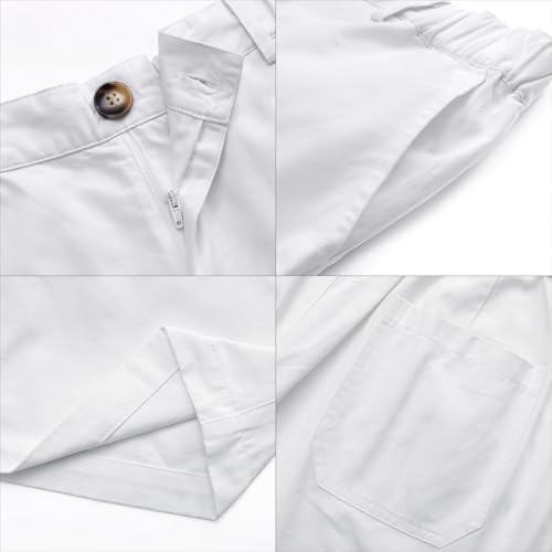 Image of Oymyakon Men's 6 Inch Shorts Casual Cotton Flat Front Chino Shorts Summer Elastic Waist Pull On Short with Pockets