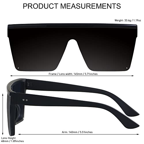 LYZOIT Square Oversized Sunglasses for Women Men Big Flat Top Fashion Shield Large UV Protection Rimless Shades4