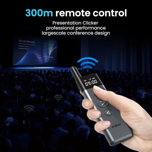 Image of ASING 980ft Long-Range Wireless Presentation Remote for PowerPoint | Spotlight, Magnifier,Advanced Digital Highlighting, Air Mouse,Universal wireless clicker, LED Screen, Slide Advancer, USB‑C