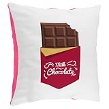 Fabulous Housse de Coussin en Peluche Rose   Milk Chocolate Surprise Pocket Illustration Drawing   40 x 40 cm Toucher Peluche