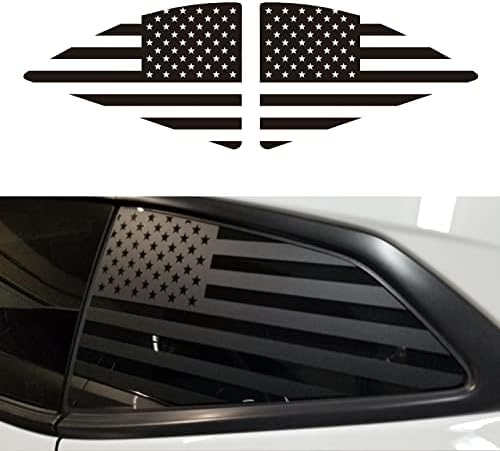 CONGCONG for Chevy Camaro American Flag Decal Rear Side Window Decal Compatible with Chevy Camaro 2016-2022, Matte Black American Flag Sticker(2 Pieces) (2016-2022)