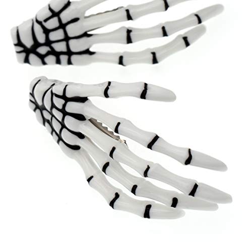 3 Pairs Red Nail White And Black 3" Skeleton Hand Hair Clips Halloween Party Accessories Skull Bone Shape Hairpin For Women Girls #TOP3