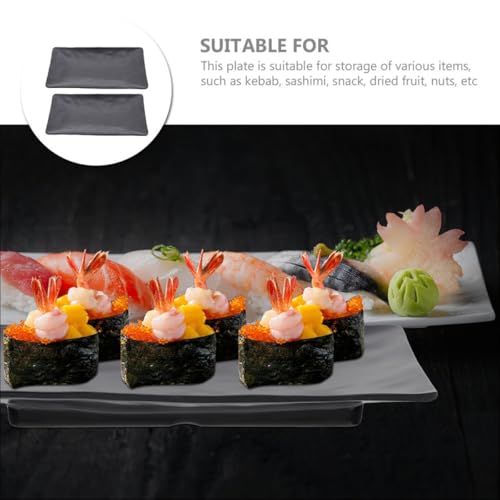 Platos Sushis Rectangular Melamina Negro x2 miniatura 6