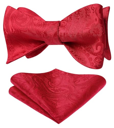 Image of HISDERN Suspenders for Men Paisley Floral Bow tie Suspender Pocket Square Sets Adjustable Y Shape 6 Clips Wedding Braces