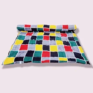 Deevine Craft Soft Cotton Quilt Foldable Movable Picnic Light Weight Filled Single Firm Mattress| Gadda (3D Design Printed, 1 Sleeping Capacity, 3 x 6 ft or 72 x 36 Inches) (Multicolor Boxes)