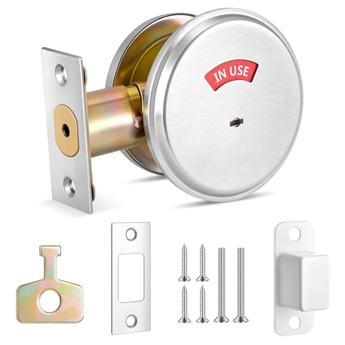 1 Pcs Deadbolt with Occupancy Indicator in Use Vacant Commercial Deadbolt Privacy Indicator 304 Stainless Steel Lock for Bathroom Office Fits 1-3/8 to 1-3/4 Thick Doors
