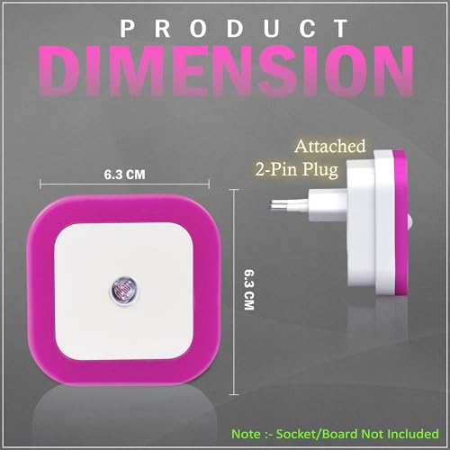 Image of GLUN Plug-in LED Night Light, Pack of 2 Pink Smooth Night Light with Smart Light Sensor, 0.5W Nightlight for Kids or Adults' Rooms