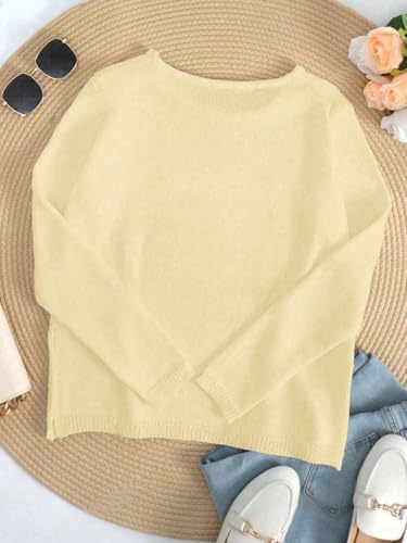 Urchics Womens Casual Sweater Women's Casual Loose Letter Print Long Sleeve Knitted Pullover2