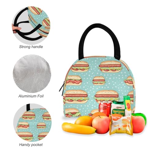 Hamburger Anime Print Backpack Set with Lunch Bag, Large Capacity Travel Backpacks and Lunch Box Insulated for Commute Hiking Picnic4