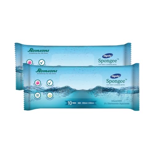 Image of Dignity Spongee Soft Body Cleansing Wet Wipes for Adult, 300x300 mm (Pack of 2) 20 Wipes