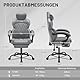 HLONONE Bürostuhl, Ergonomischer Schreibtischstuhl, Gaming Stuhl mit Verbindungsarmlehnen, PC Stuhl mit Kopfstütze, Lendenkissen und Fußstütze, Gaming Sessel 150 kg Belastbarkeit, Grau