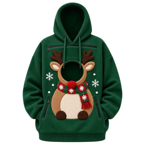 Christmas Hoodie With Dog Pouch Pet Pocket Sweatshirt For Women With Pocket - image 3
