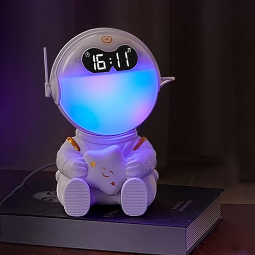 Image of Astronaut Kids Sunrise Alarm Clock, 7 Dimmable Light Wake Clock for Teens, White Noise Bluetooth Speaker with 9 Soothing Sounds, Best Modern Alarm for Heavy Sleepers, Adults, Boys in Bedroom(XX)