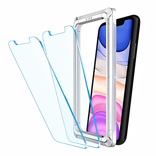 Image of Affix 2 Pack for iPhone 11 and iPhone XR Tempered Glass, Screen Protector Guard with Auto-Align Installation Tool, 9H Hardness Shatterproof, HD Clear Scratch Resistant
