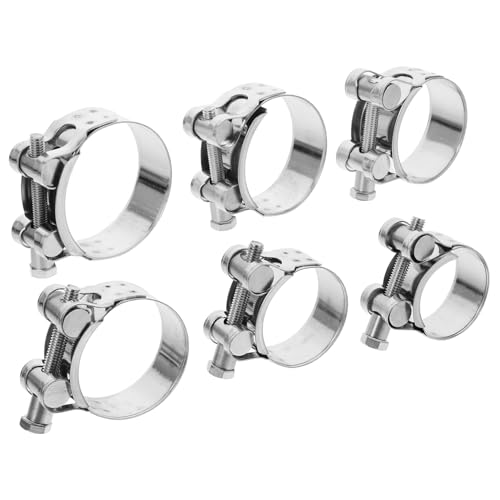 6pcs Set Strong Hoop Stainless Steel Clamp Reliable Hose Clamp Tube Clamp Stainless Steel Hose Clips Hose Fastener Clamps Metal Hose Clip Hose Fasteners Metal Hose Clamp Silver MUCKLILY