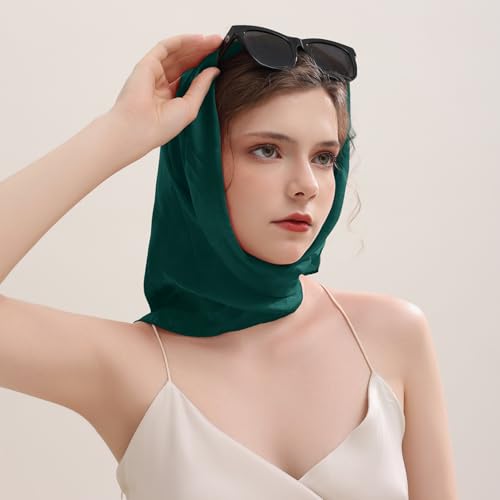 Women Satin Scarf, Chiffon Satin Hair Bandanas Square Stain Scarf Vintage Head Scarves for Women 27.5 × 27.5inch4