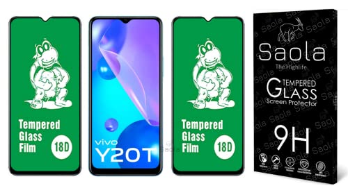 Image of Saola 18D Tempered Glass With Inbuilt AirBag Borders For Vivo Y20T (Pack Of 2) with Free Installation Kit. Full screen Coverage - 6.51 inch