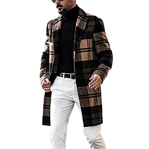Casacos casuais outono casual meados de pano casaco homem slim streetwear xadrez trench casaco homen