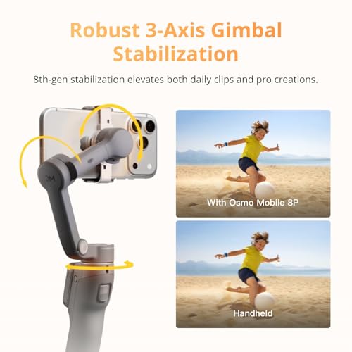 Image of DJI Osmo Mobile 8P + Mic Mini Transmitter, Gimbal Stabilizer for iPhone & Android, Remote Controller, Wireless Microphone, Detail-Rich Audio, Active Noise Canceling, 3-Axis Smartphone Gimbal