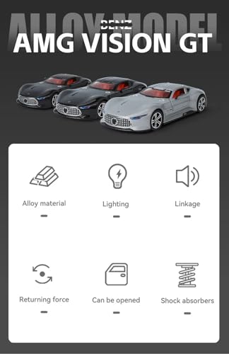 Image of Invite 1:24 Scale Die-Cast Mercedees Vision AMG GT 【Large】 with Openable Doors,Pull Back Action,Working Lights & Working Horn【Black Color】【Pack of 1】