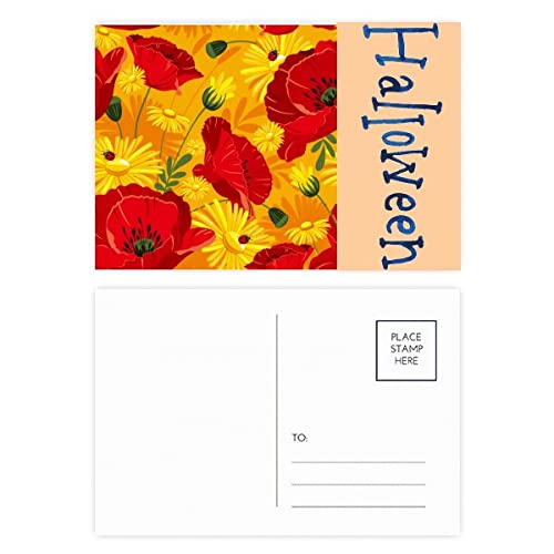 Cartes postales d'Halloween en toile de lin et motif de fleurs de maïs pour correspondance d'automne