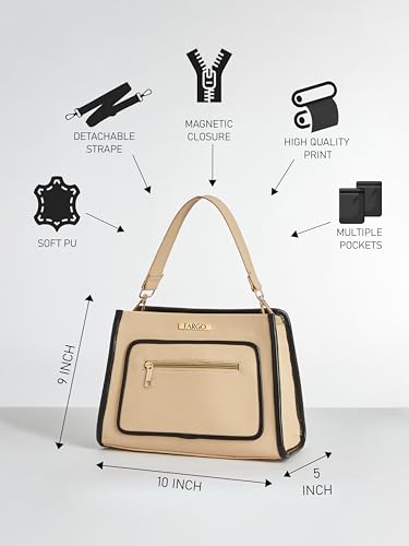 Image of Fargo Mila Handbag for Women | Soft Vegan Leather, YKK Zipper, Stylish Shoulder Purse for Office, College, Casual & Event Use | Made in India