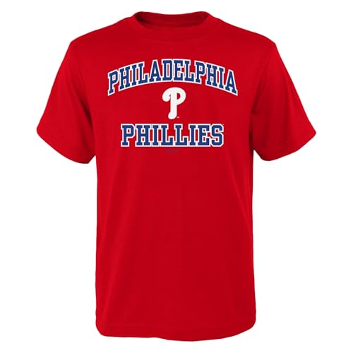 Outerstuff MLB Kids Youth 8-20 Official City Headline Arch Logo Team T-Shirt (US, Numeric, Size: 10-12, Regular, Philadelphia Phillies - Red)