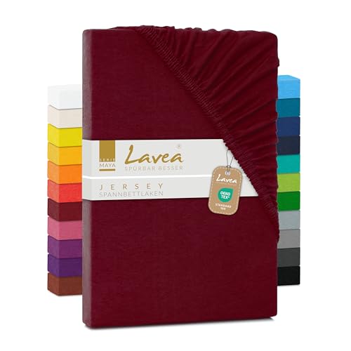 Lavea® Sábana Bajera Ajustable 60x130-70x135 cm – para Cuna Bebé, Colchones Altos hasta 12 cm, 100% Algodón, con Elástico, Burdeos