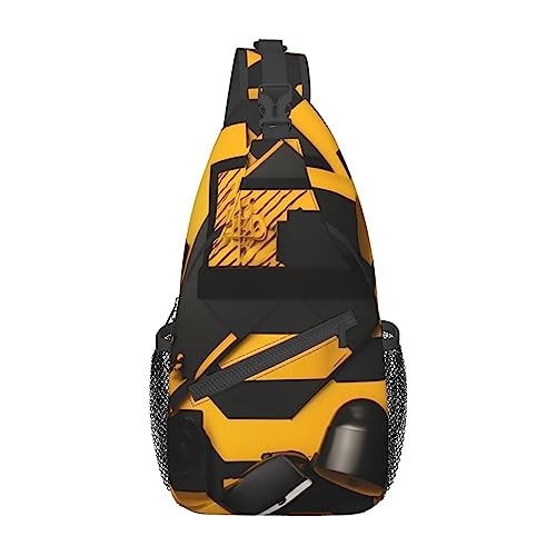 Sac à dos à bandoulière imprimé jaune moutarde et noir stylé
