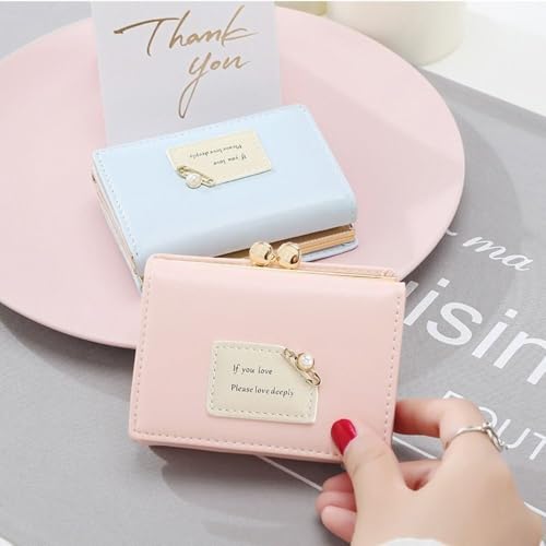 Coin Purse Multi-card Slot Portable PU Travel Card Organizer Three Fold Business Card Case(Blue)3