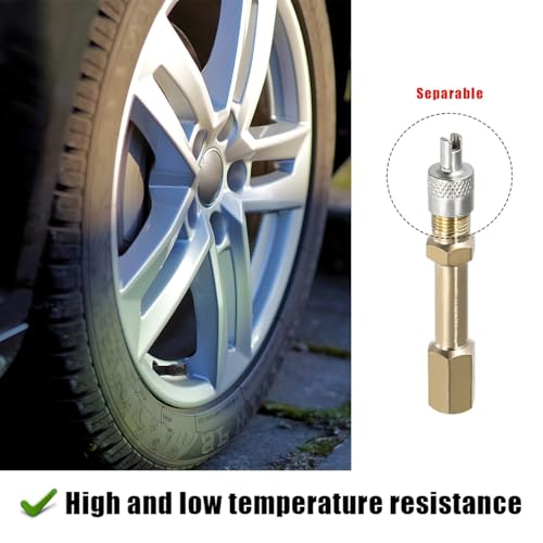 Image of 2PCS Brass Auto Tire Valve Extension Adaptor, 50mm /1.97 inch Long Air Tyre Stem Extender Valve Tool, Tire Stem Inflation Stright Bore for Car Truck Motorcycle Bike Scooter