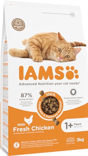 IAMS Katzenfutter trocken mit Huhn - Trockenfutter für Katzen im Alter von 1-6 Jahren, 3 kg