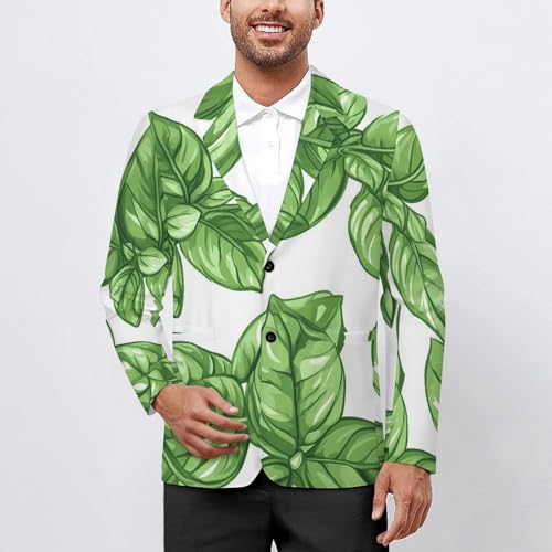 Basil Leaves Classic Suits Blazer for Men Business Tuxedo Jacket Sport Coat Two Buttons2
