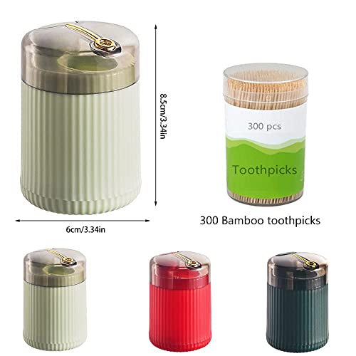 GLOCALL Automatic Toothpick Dispenser with Toothpicks 300 Count (Dark Green+Light Green)