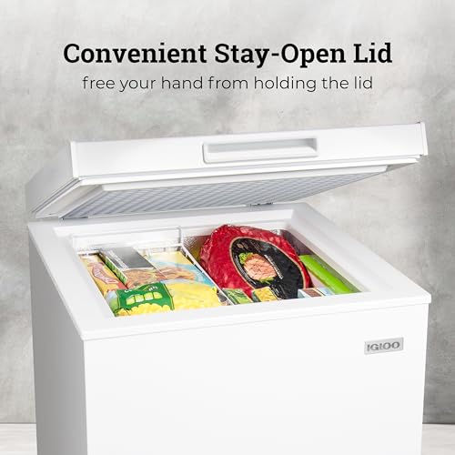 Igloo 5.0 Cu. Ft. Chest Freezer With Removable Basket, Free-Standing Door Temperature Ranges From -10 to 10 F, Front Defrost Water Drain, Perfect for Homes, Garages, Basements, RVs, White on Fridge.com