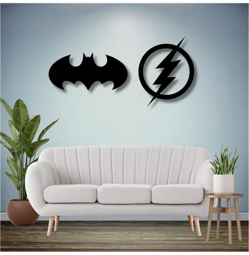 Image of TWIGGY Superhero 6mm MDF Wooden Wall Decor Set for Home, Office, or Gaming Room, Gift, Anime (pack of 2 | The Flash,The Dark Knight)