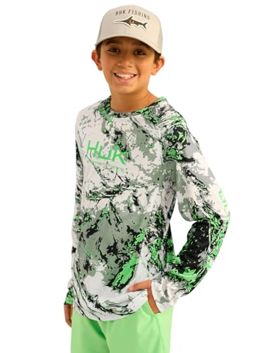 Image of HUK Kids Pursuit Pattern Long Sleeve Shirt, Fishing Shirt for Kids
