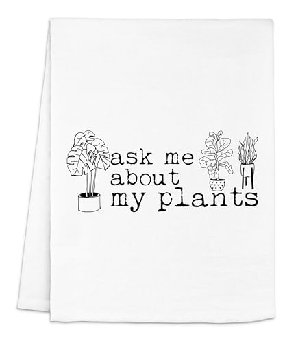 Moonlight Makers Ask Me About My Plants Dish Towel, Funny Kitchen Towels, Cute Wash Cloths, Cotton Dish Towels for Kitchen Drying, New Home & Apartment Essentials, White Dish Towel