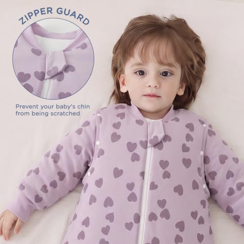 Image of Duomiaomiao 2.5 TOG Baby Sleep Sack 100% Cotton Winter Long Sleeve Baby Wearable Blanket, Super Warm Quilted Comfy Toddler Sleeping Sack