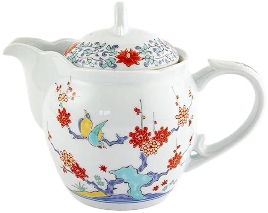 新品　有田焼　錦岩花鳥文 ウーロンポット 金網付 ティーポット急須 　其泉窯　② Amazon | 其泉窯 錦岩花鳥文 ウーロンポット 金網付 急須