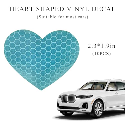 Image of 10PCS Vinyl Decal for Cars, High Intensity Reflective Sticker Night Safety Sign Bumper Decals, Waterproof Grid Vinyl Stickers Scratch Cover for Auto Window Laptop (Heart, Green)