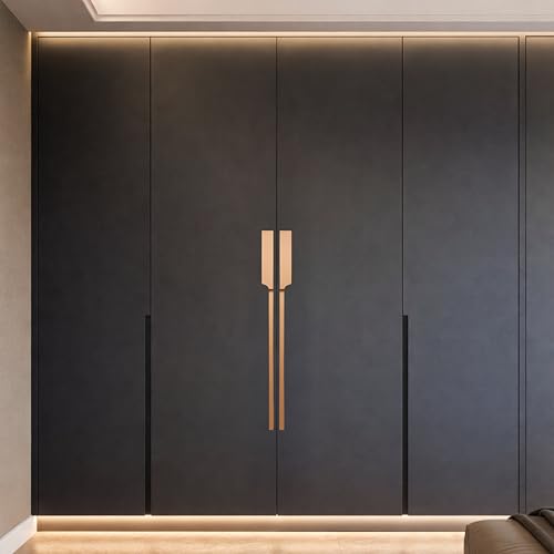 Image of Goldcrest 47cm Handle for Wardrobe & Cabinet /Cupboard Handle /Wardrobe Handle /450mm Hole to Hole (PVD Rose Gold) Pack of 2 (Left - Right)-| 3 Years Warranty |