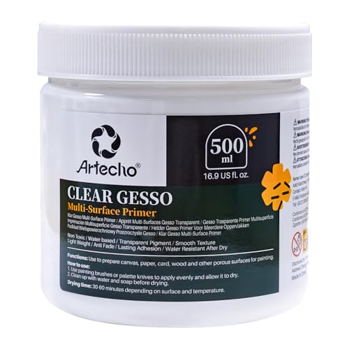 Artecho Clear Gesso 16.9oz / 500ml Gesso Primer for Acrylic Painting