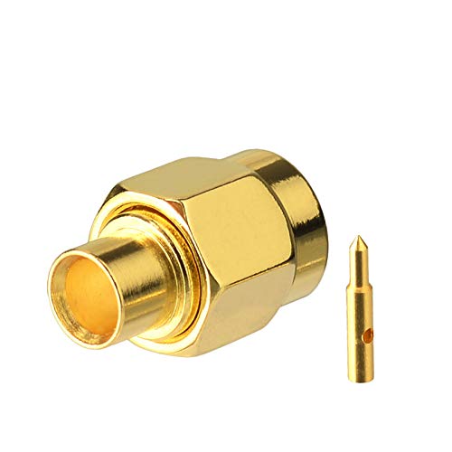 Eightwood 10pcs SMA Solder Male Plug Conector recto para RG402 miniatura 3