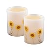 Lumabase battery operated wax led candles dried flowers set of 2  urban country home decor