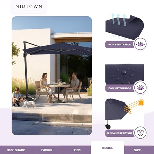 Image of Midtown Umbrellas Grande Square - 9 x 9 Ft Cantilever Umbrella
