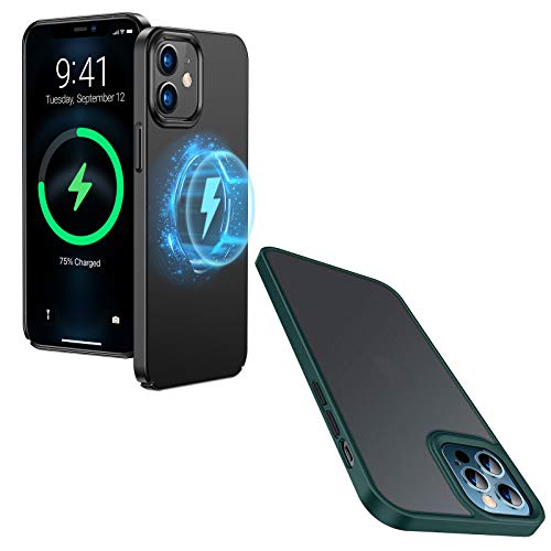 TORRAS Magnetic Slim Fit Designed for iPhone 12 Case/iPhone 12 Pro Case Ultra Thin Durable Protection Hard Silky Matte Finish Compatible with MagSafe iPhone 12 Case 6.1'', Graphite Black
