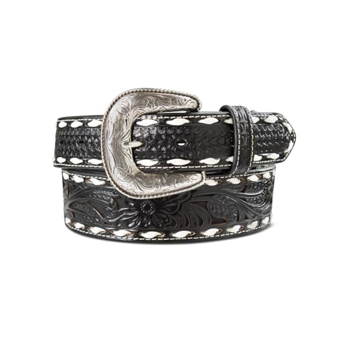 ARIAT Men's Buck Laced Basketweave Filigree Leather Belt