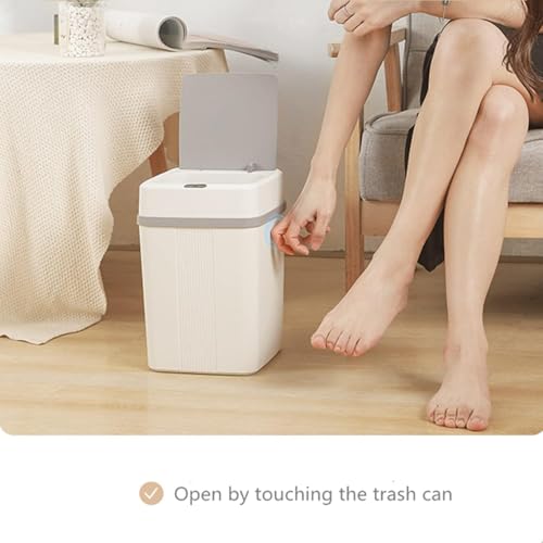 Image of House of Quirk Plastic Smart Automatic Motion Sensor Rectangular Trash Can Square 12 Litre For Bathroom, Bedroom, Kitchen, Office - White